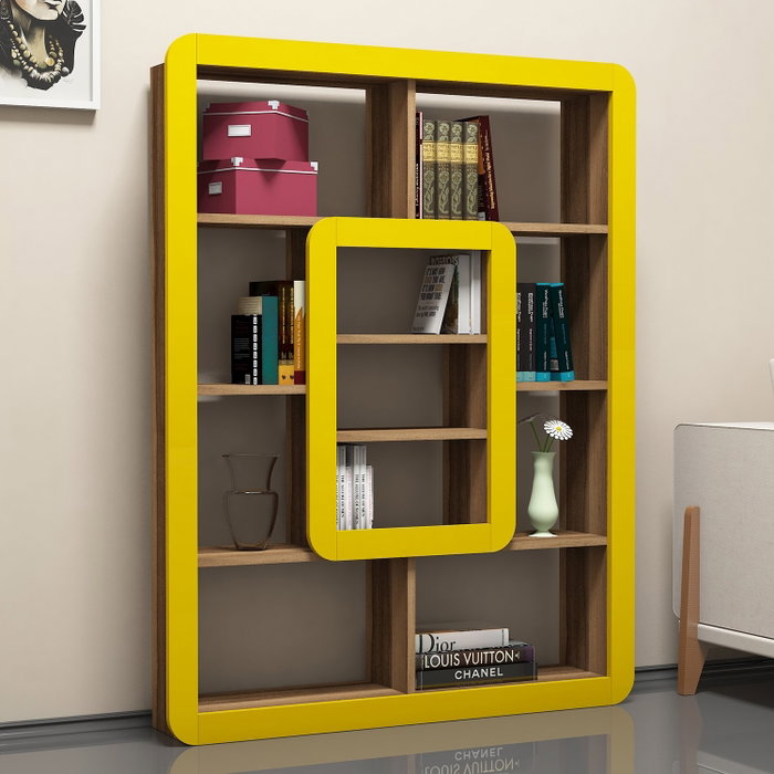 Hanah Home Orkide Estantería Nogal y Amarillo Hanah Home Orkide Estantería Nogal y Amarillo